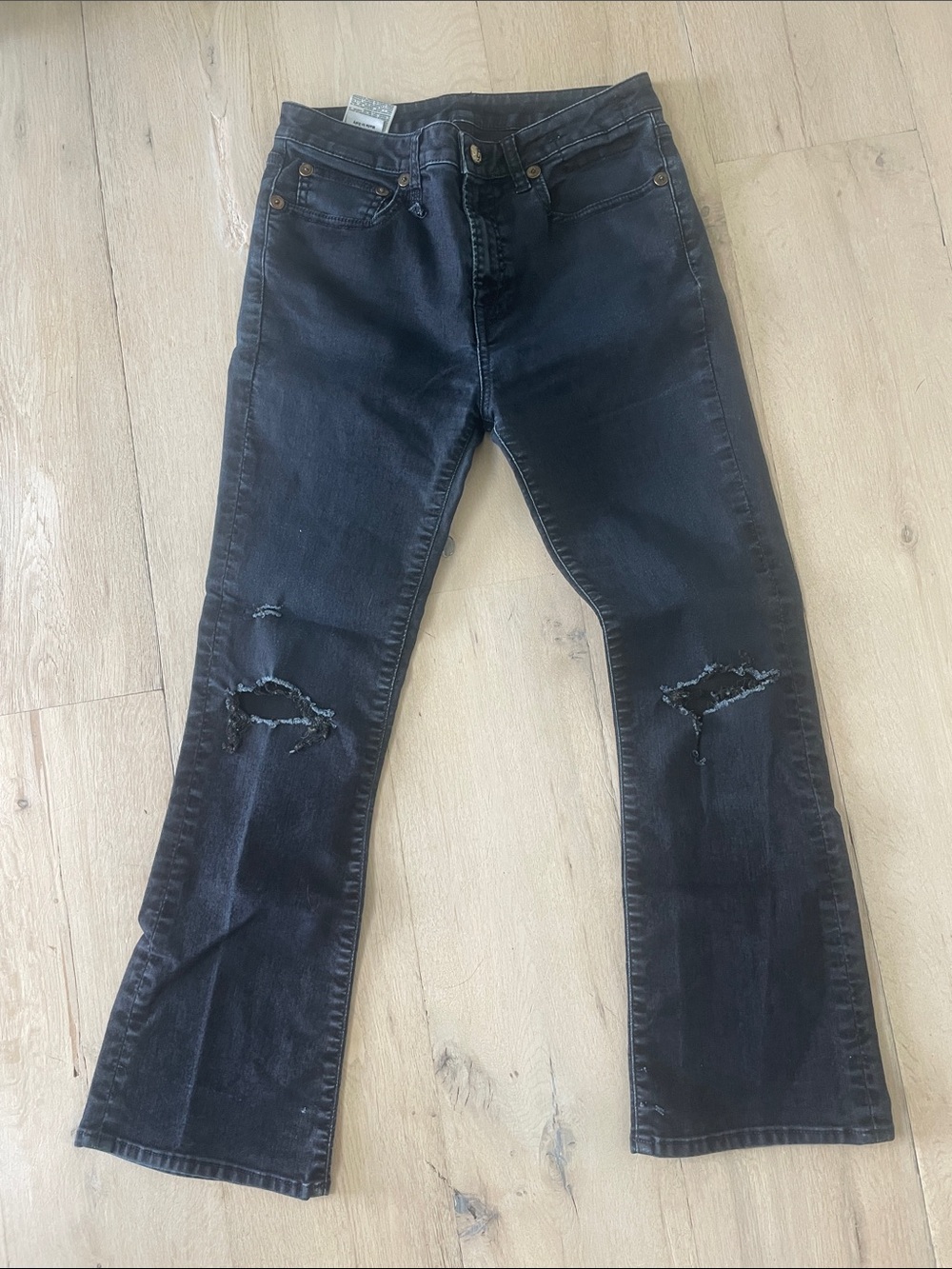 R13 Distressed Kick Fit Blue Black Jeans Size 27